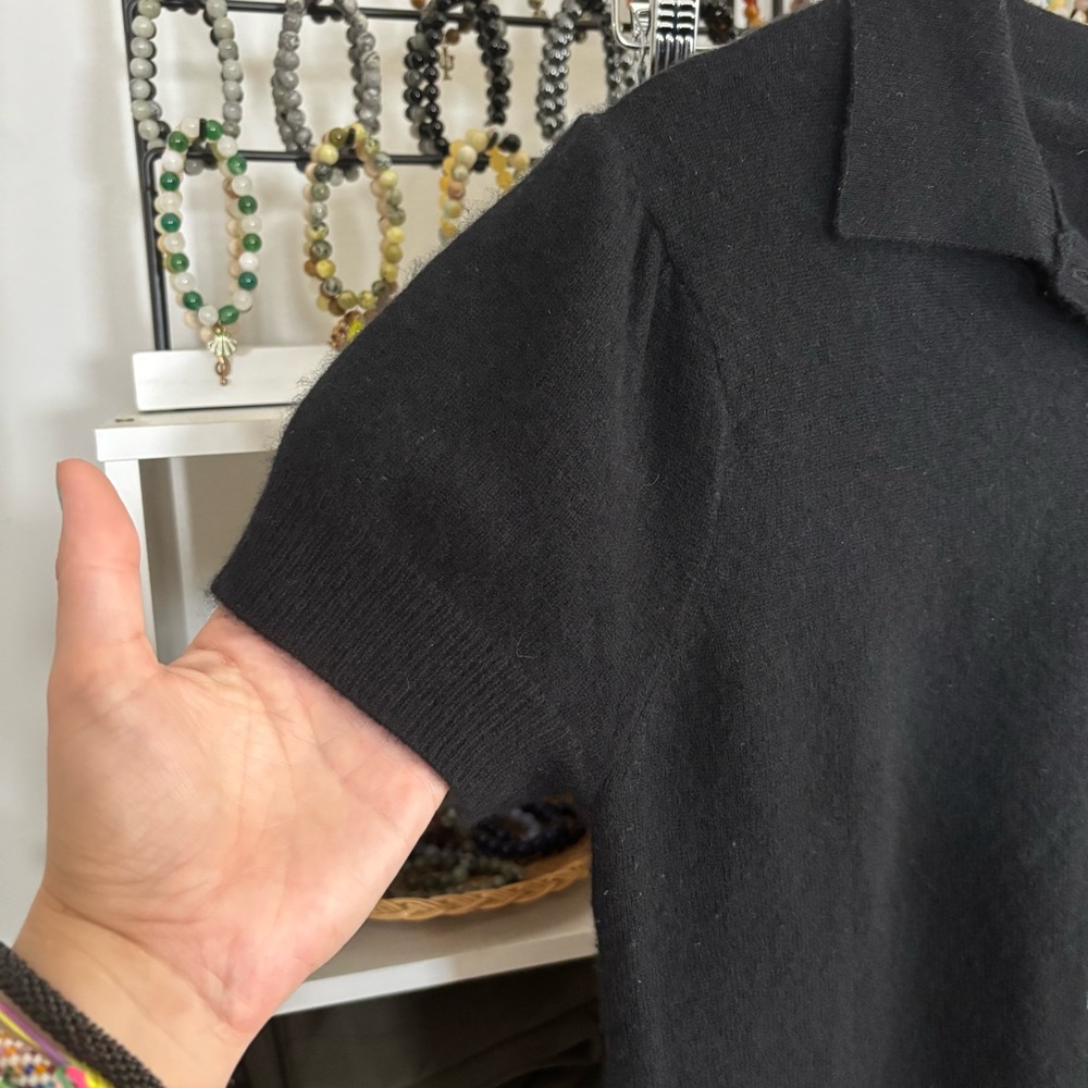 Grace Black Cashmere Button-up Top y2k witchy luxe natural fabric cardigan MED - Picture 5 of 5